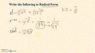 Writing Exponential Form to Radical Form