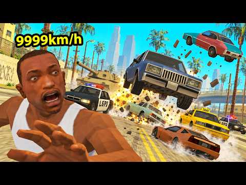 I tried playing GTA San Andreas with traffic at 999999 km/h (CHALLENGE)