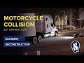Motorcycle v semitruck accident night  motionlit 3d animation