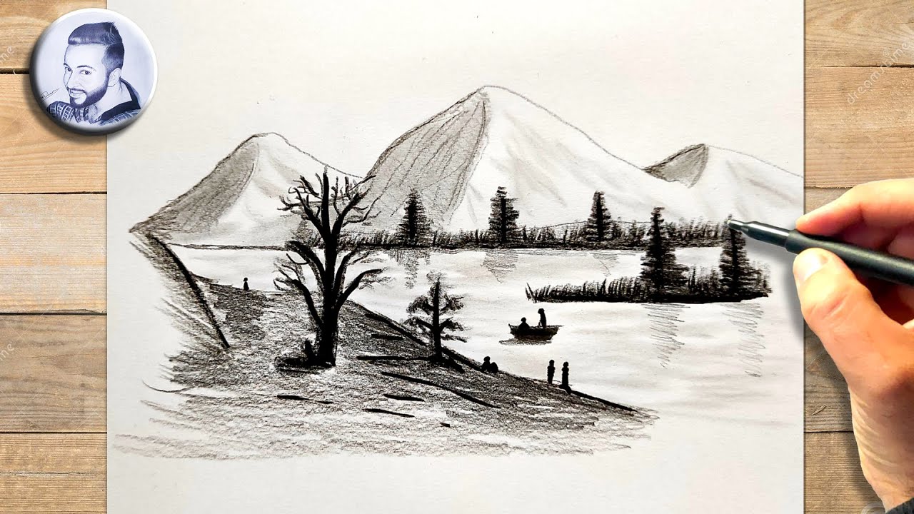 Tuto Dessin d'un paysage, Dessin étape par étape