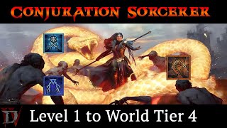 (D4) Hydra Conjuration Sorcerer - Level 1 to World Tier 4 - Season 4