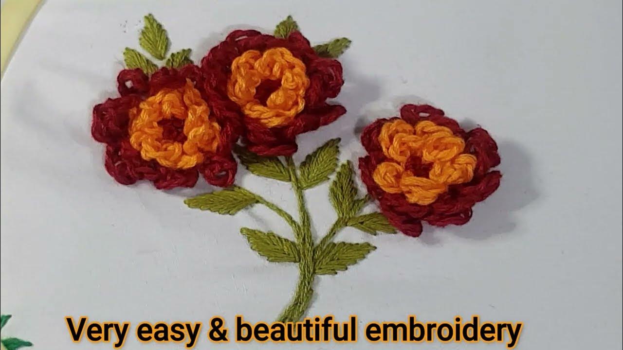 Hand Embroidery Chain Stitch flower Design Tutorial How to do