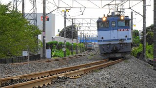 〔4K UHD|cc〕JR貨物・高崎（八高）線：北藤岡・新町～倉賀野駅間、E231系+「EF65形」牽引貨物列車/走行シーン。《8877》