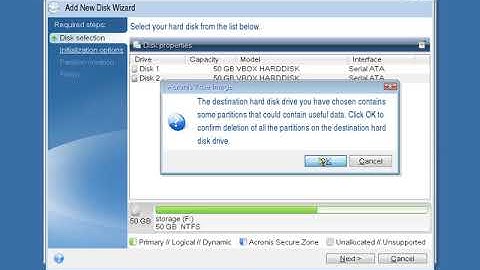 Acronis True Image Home - Adding (Initializing) Disk - Alternative source disk erase.