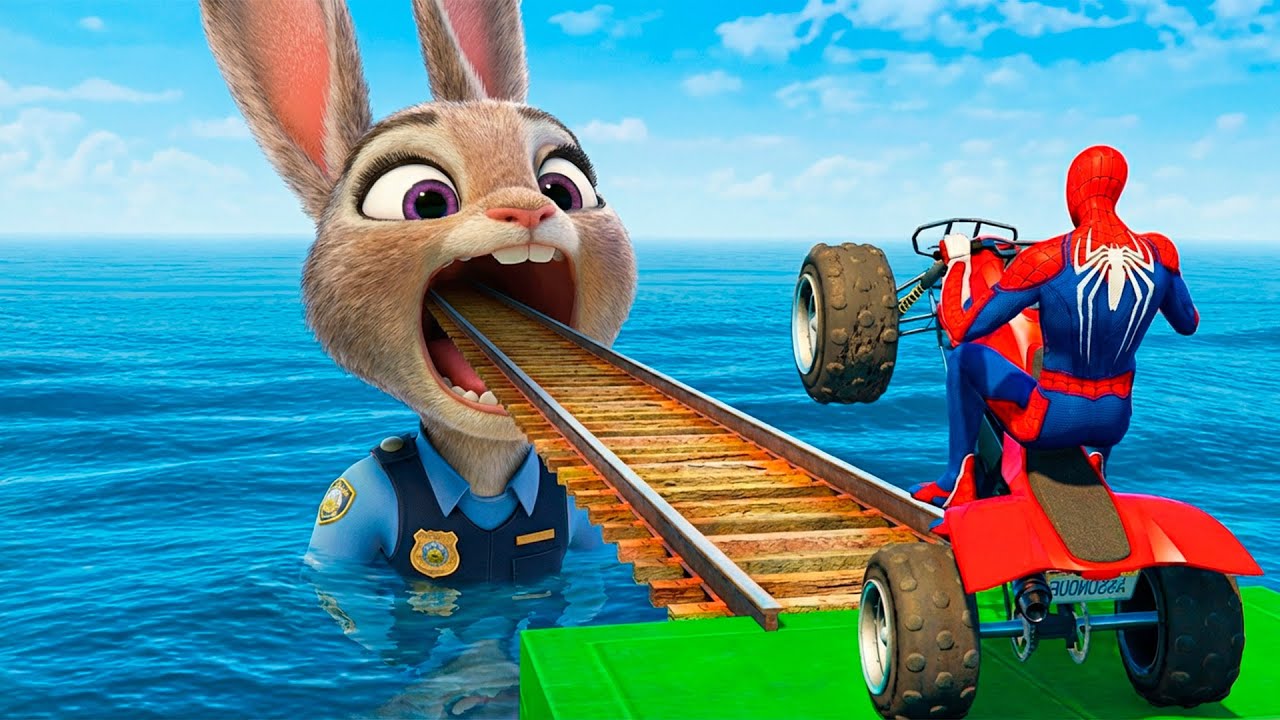 SPIDER-MAN against JUDY Ride on Motorcycle STUNT FUNNY MOMENTS | GTA 5 MULTIVERSE