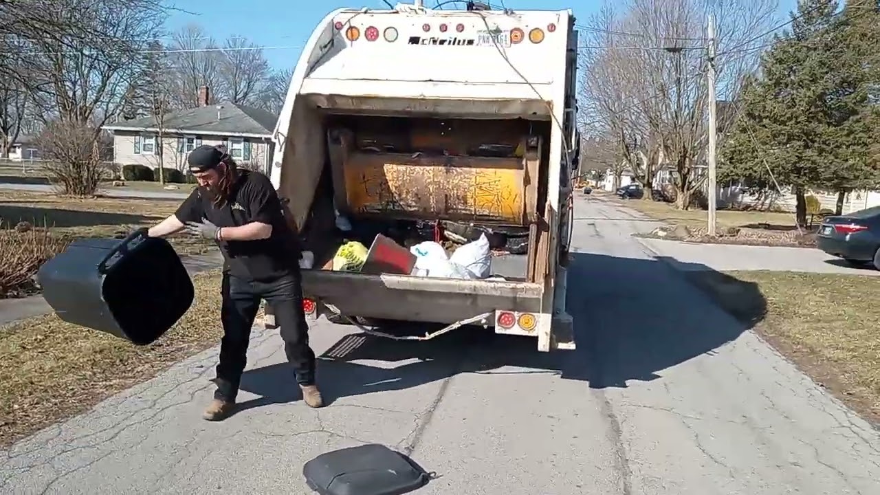 Trash Truck All Round View. Diapers in the hopper non stop pack dirty