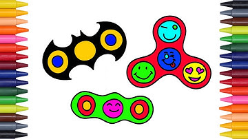 How To Draw and Color Fidget Spinner l Kids Drawing GIANT Fidget Spinner Coloring Videos