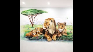 Lions on the wall. Wallpainting  brend.mira