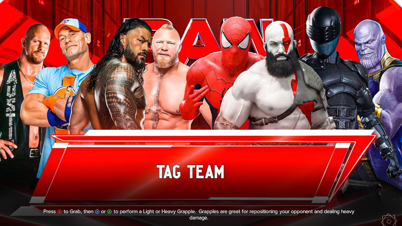 Superheroes Vs. Wrestlers | Tag Team Match at Monday Night Raw | WWE 2K24