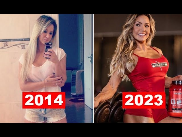 THEN and NOW - Francielle Mattos transformation | Beautiful muscle girl transformation 2014 to 2023 class=