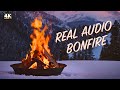 12 Hour Scenic Alpine Bonfire Cozy Winter Campfire Falling Snow Deep Relaxation Ambience