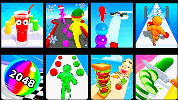 Juice Run, Giant Rush, Stack Rider, Level up Runner,Ball Run,Rope Man Run,Sandwich Run,perfect slice