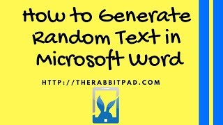 How to Insert Random Text in Word