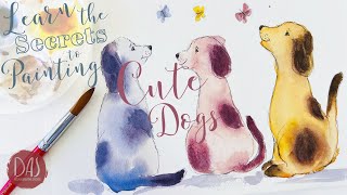 Easy Way to Paint Cute Dogs in Watercolor | Simple Technique for Successful Watercolor Animals