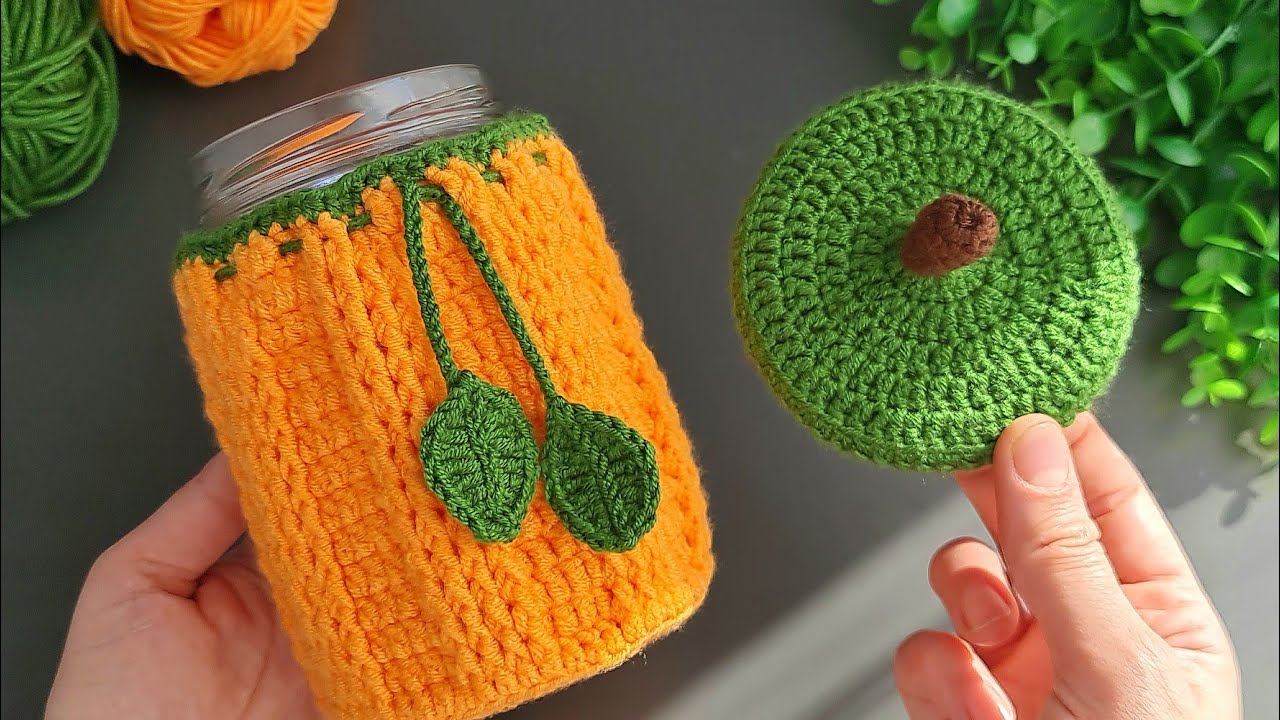 VERY NICE IDEA !😍 Amazing crochet pumpkin box making ✔ It will look great in your kitchen.