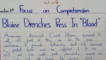 Focus on Comprehension #Blaine Drenches Press In "Blood" #Summary  #Bs English #1st Semester # #PU