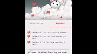 My Vodafone App again offering Hunt The Hearts Game 1.7 GB 3G/4G data free for its users.Feb 2017 screenshot 4