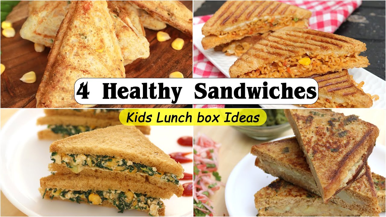 4 Innovative Sandwich Recipes for Lunch Box/ Tiffin Box Recipes for School | Back to School Recipes | Healthy Kadai