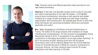 3DGV Seminar: Maks Ovsjanikov --- Robust and Efficient Geometric DL for Non-Rigid Shape Processing