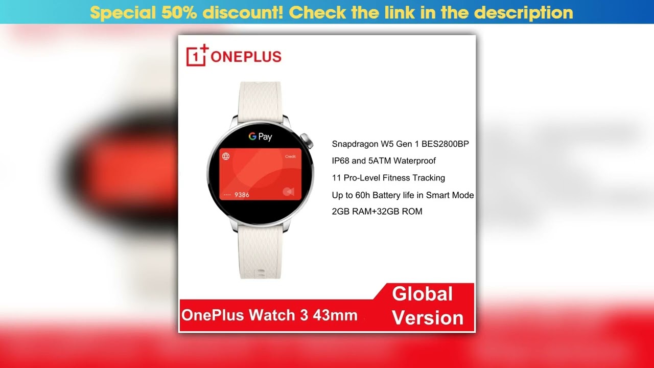 Hands-on Global Version OnePlus Watch 3 43mm Smart Watch NFC 1.32" AMOLED Screen Snapdragon W5 Blue