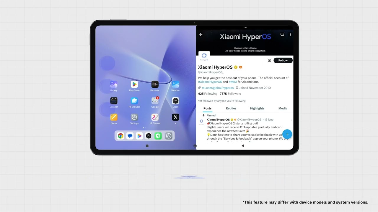 Enter Split Screen with a swipe on your Xiaomi Pad! 
