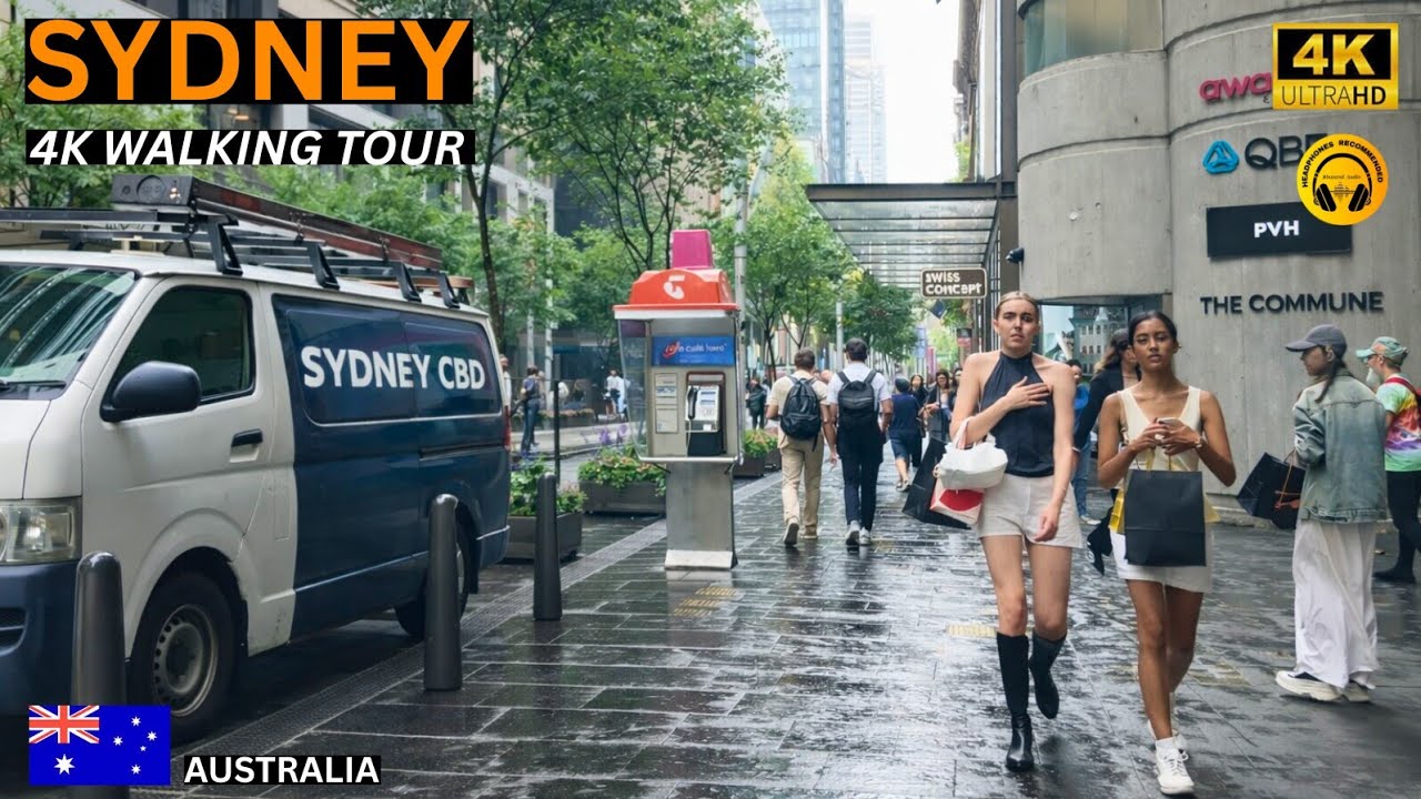 Sydney 4K Walking Tour | Busy Downtown Streets | 6OFPS