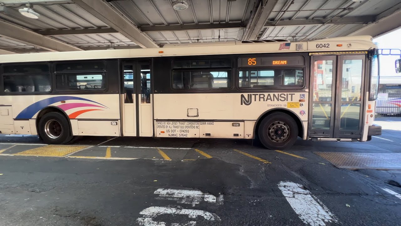 Hoboken, New Jersey - NJ Transit 85 Bus Departs the Hoboken Bus Terminal
