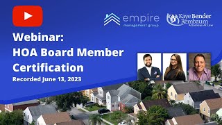 HOA Board Member Certification | June 13, 2023