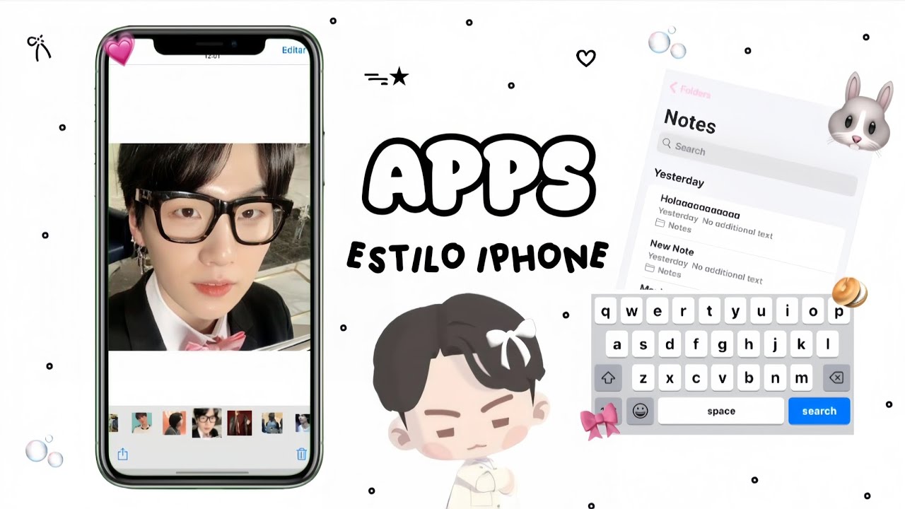 APLICACIONES ESTILO IPHONE  🐰🎀 / NOTAS, TECLADO Y MÁS  !! 💞 BY @TAEPPUCCINO 🫧