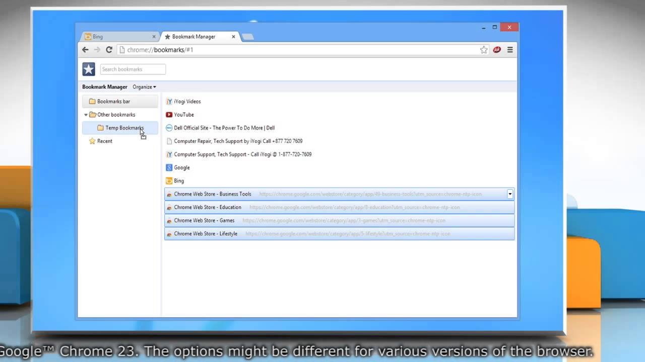 How to manage Bookmarks in Google™ Chrome on a Windows® 8 PC - YouTube