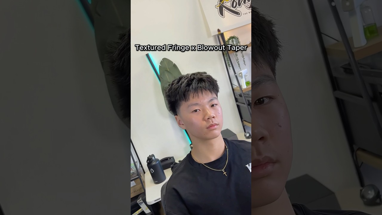 Textured fringe x blowout taper but for straight short asian hair💈🙌