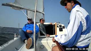 O'Day 240 on Barnegat Bay Danny takes a break, Russ makes lunch