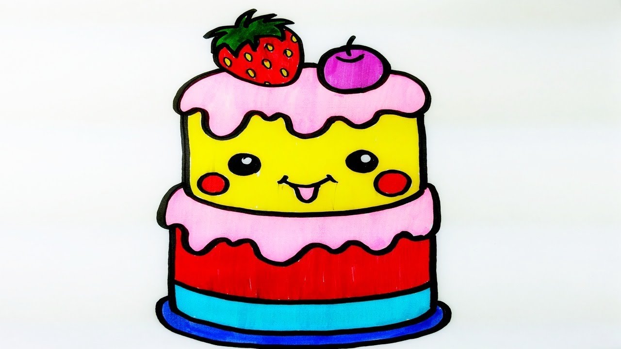 How To Draw Cake with Cherry and Strawberry .Як намалювати торт з вишнею та полуницею.