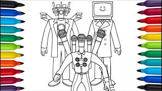 Skibidi Toilet Coloring Pages | TITAN TV MAN V2.0 vs Cameraman & Titan Microphone Mecha Boss #566