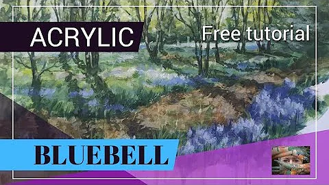 Bluebell Woods. Free acrylic painting tutorial.