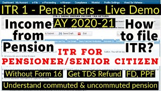 itr 1 filing online 2020-21 for pensioners | pension itr filing | pension income tax return - Hindi