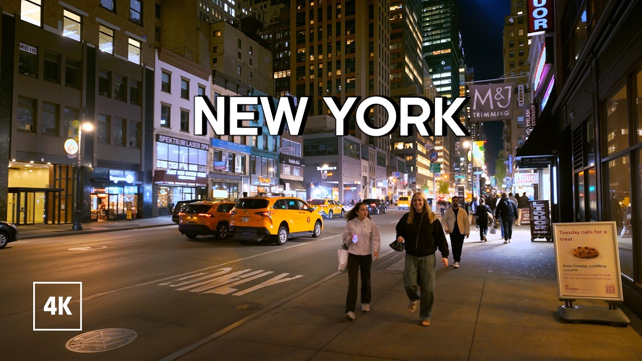 New York, Amerika Serikat | manhattan | Jelajah Kota Malam 4K