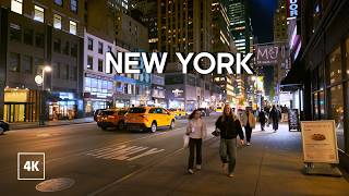 Walking in New York at Night / Manhattan Virtual Tour 4K