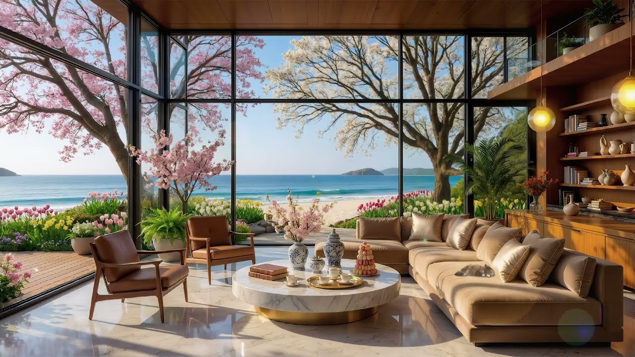 Peaceful Morning With Jazz | Cafe Jazz With Fresh Lake Ambience For Positive Morning, Relief Stress