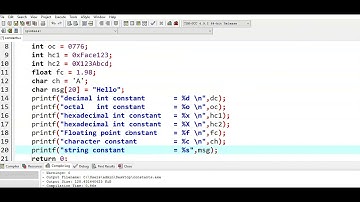 Printing Constants - decimical, octal, hexadecimal, float, character and string constans