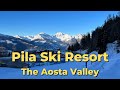 Snowboarding in pila aosta valley italy