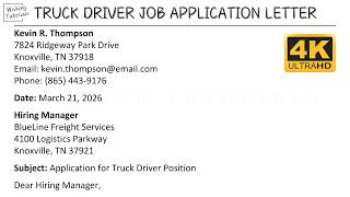 How To Write Truck Driver Job Application Letter with Sample and Explanation | Writing Tutorials