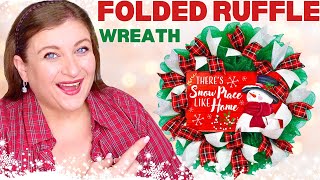 NEW Folded Ruffle Deco Mesh CHRISTMAS WREATH