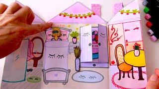 [🌸paper diy🌸] make a paper dollhouse  | paper play | asmr  종이 장난감 | quiet game book