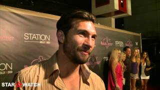 Marcus Shirock red carpet interview at Benchwarmer Back to School event