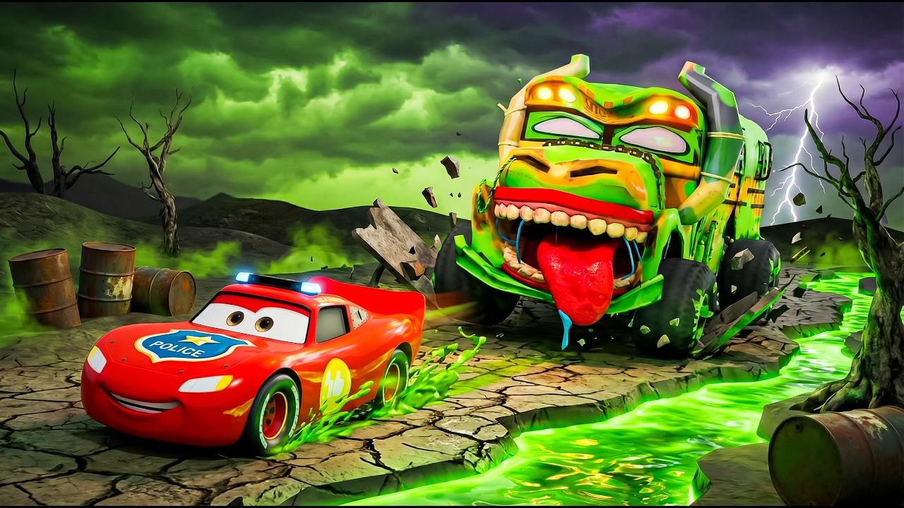 POLICE MCQUEEN vs GIANT MONSTER: City Destruction Survival! - BNG Stop Run | BeamNG.drive