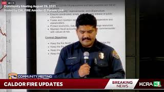 Officials provide updates on the Caldor Fire, which has forced more evacuations and road closures.