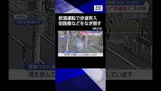 【ニュース】飲酒運転で“歩道突入”瞬間映像　逮捕の28歳「反省しています」 #shrots