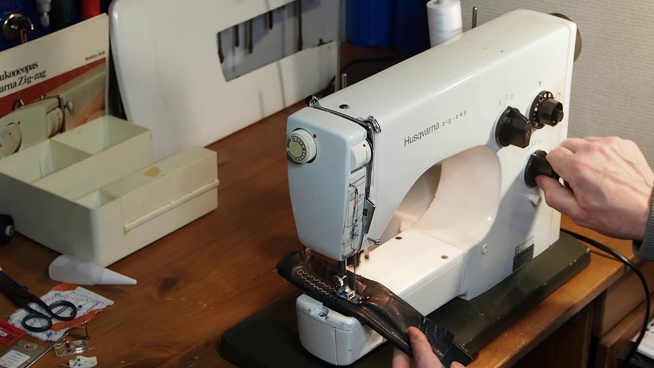 Husqvarna ZIG ZAG 1030 ompelukone ompelee nahkaa