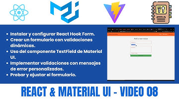 REACT con MATERIAL UI: Uso de REACT HOOK FORM con MATERIAL UI y  FORMULARIOS DINÁMICOS 🚀 │[Video 08]